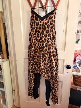Leopard Print Women's Jumpsuit - Black & Brown